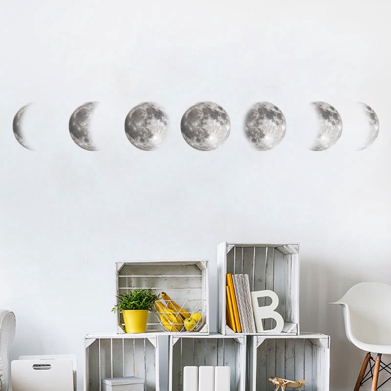 Moon Phase Chart Wall Stickers Modern Art Vinyl Decal Wall Mural