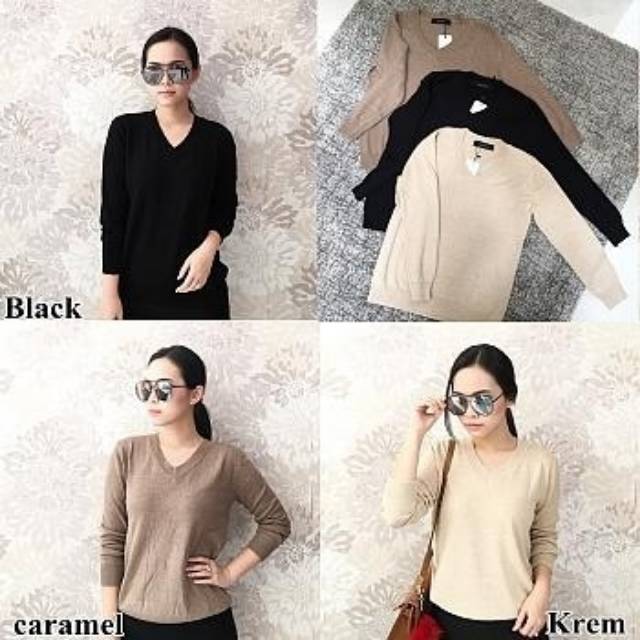 V Knit Bahan rajut halus leher V