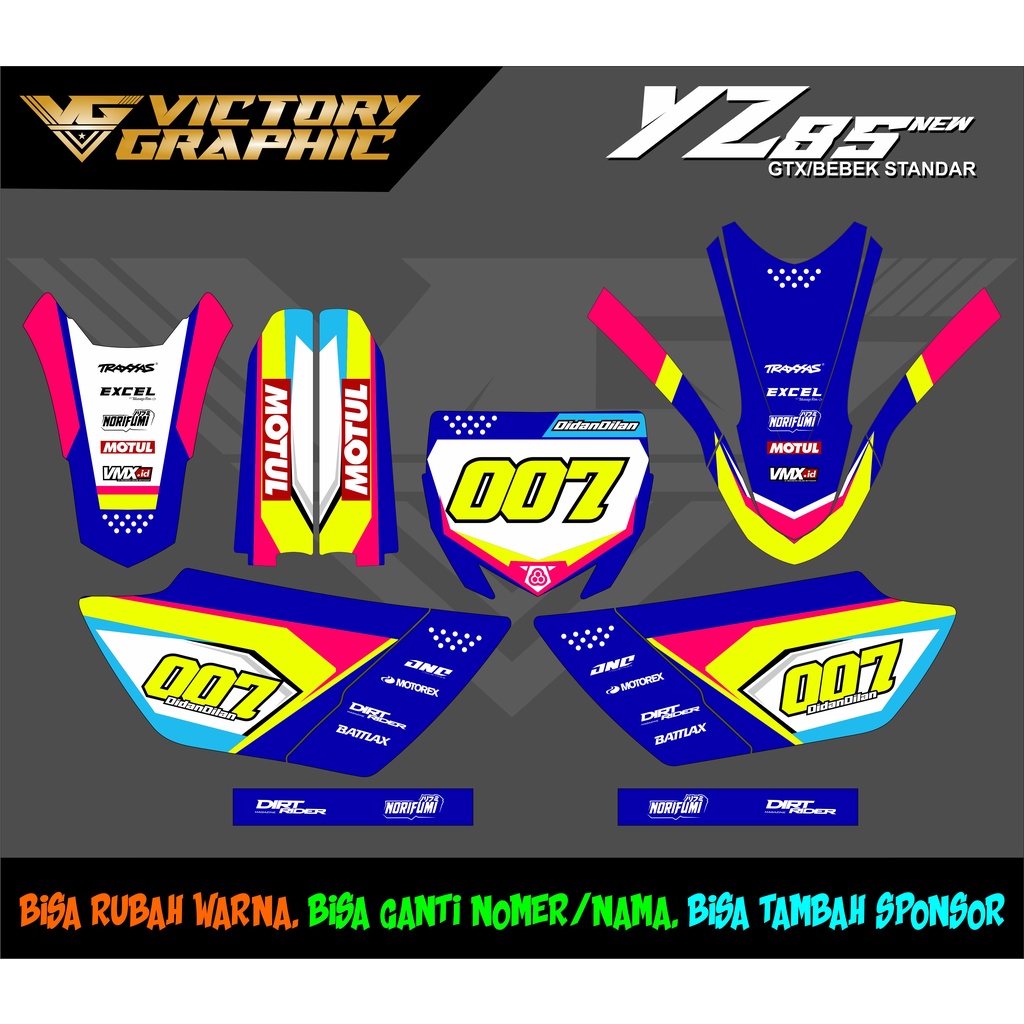 stiker motor yz85 bebek standar yz85 decal gtx new