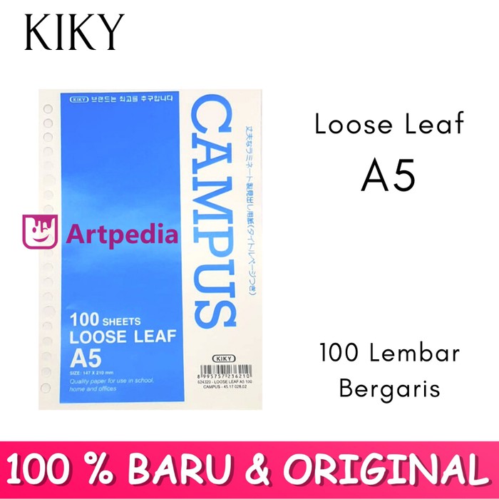 

Unik Kiky Loose Leaf A5 (Pak Isi 100 Lembar) BERGARIS -Isi Binder A5 Berkualitas