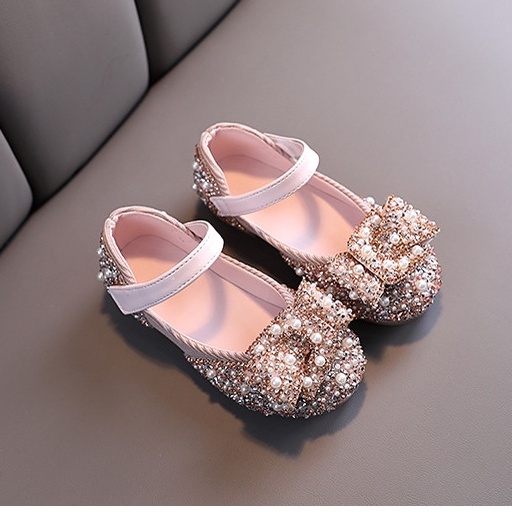 SH19-Sepatu Pesta Anak Perempuan Import Blink Crystal Belt