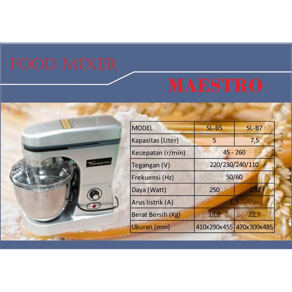 Mixer Maestro SL B5 - Food Mixer Maestro 5 Liter Mesin Pengaduk Makanan