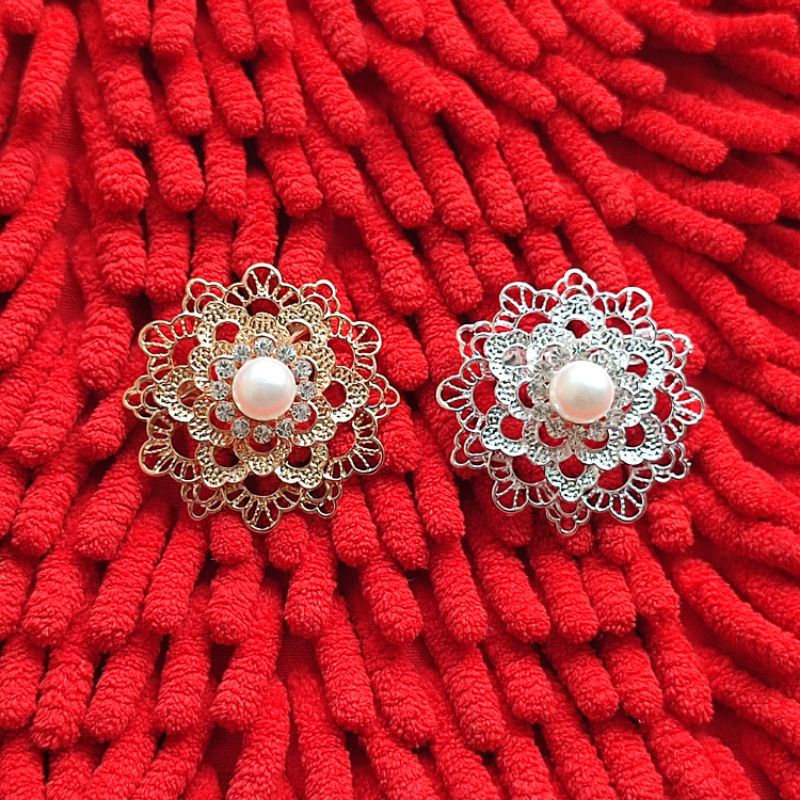 H1283 Bros mini aksesoris kebaya 4 cm warna silver putih dan rosegold aksesoris kebaya wisuda modern