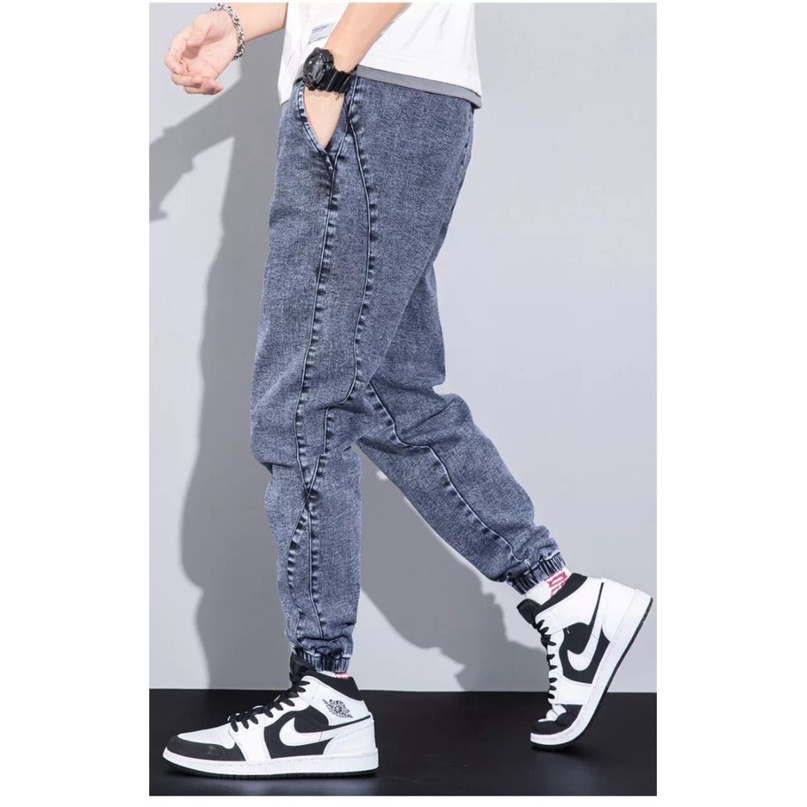 Dhozen Celana Jeans Pria Joger Stretch Unisex