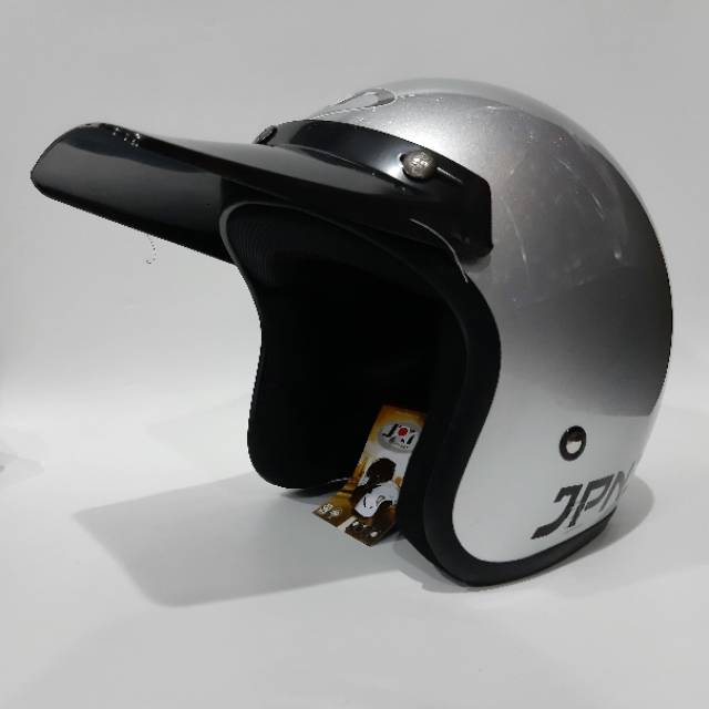 Helm Jpn retro Silver Gloss pet panjang