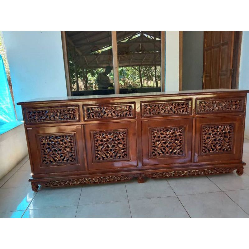 Bufet palembang kayu jati / bufet tv ukir Jepara