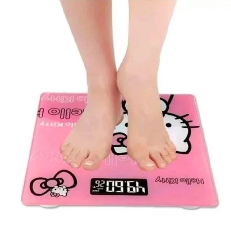 Timbangan badan digital LED Kaca 180kg karakter kartun doraemon hello kitty