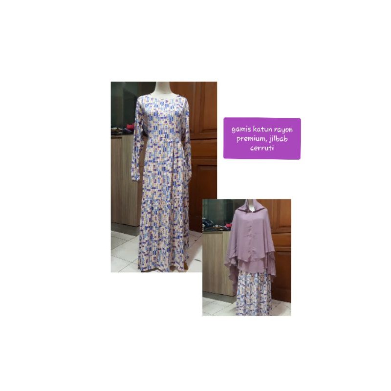 gamis katun premium, jilbab ceruti