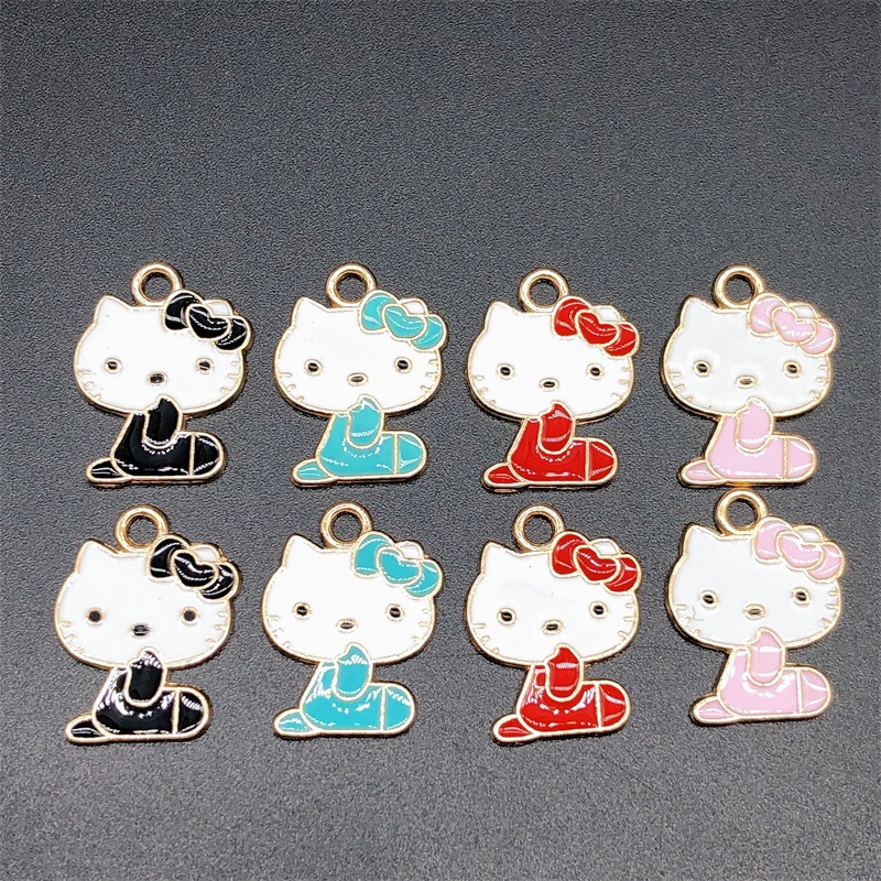 4pcs Liontin Bentuk Kucing Bahan Alloy Untuk Membuat Perhiasan Anting