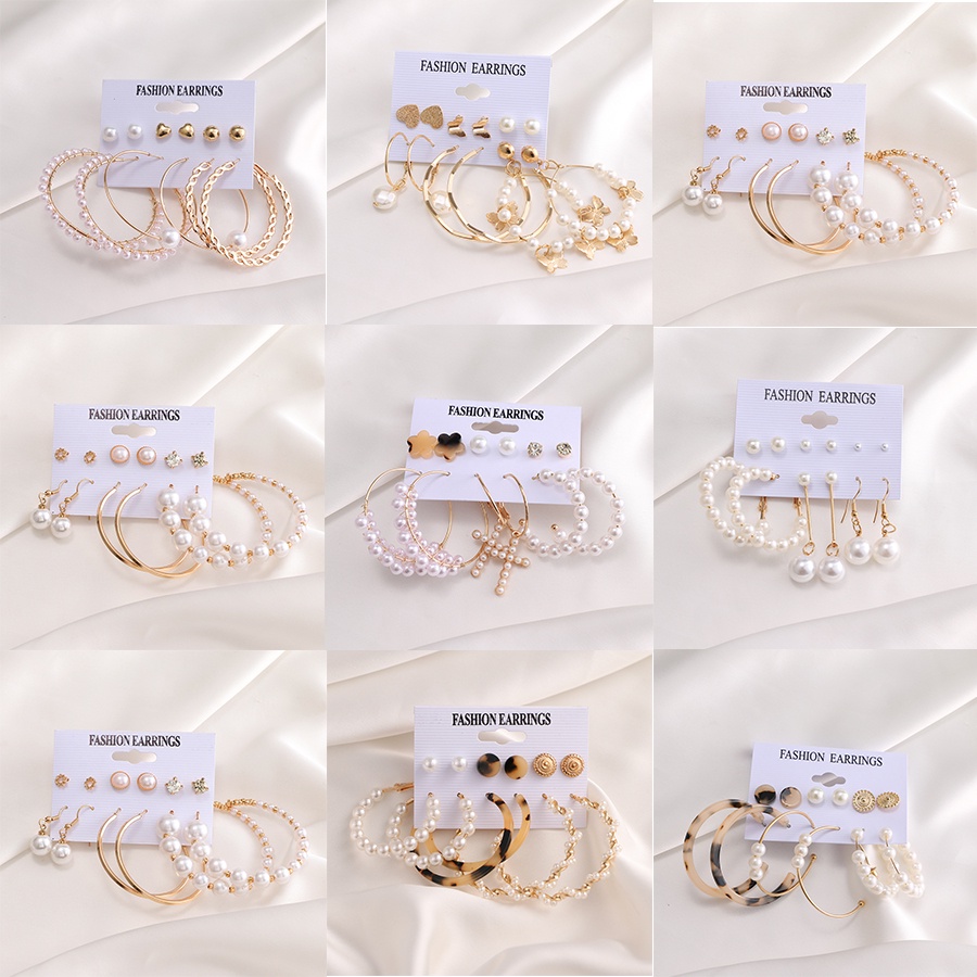 Set Anting Rumbai Kristal Mutiara Hypoallergenic Warna Emas Gaya Korea Untuk Wanita