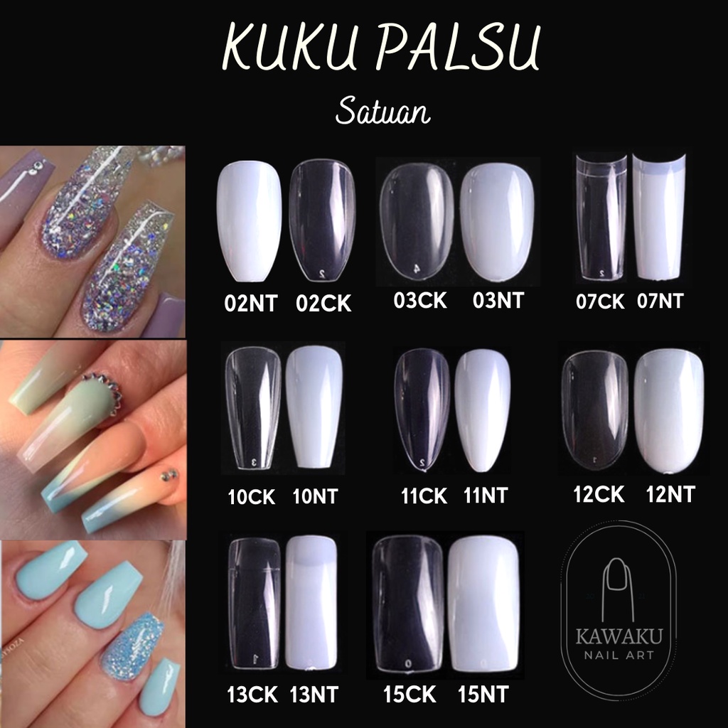SET KUKU PALSU SATUAN bening dan putih 500 pcs / Fake Nails Acrylic set / nail art DIY