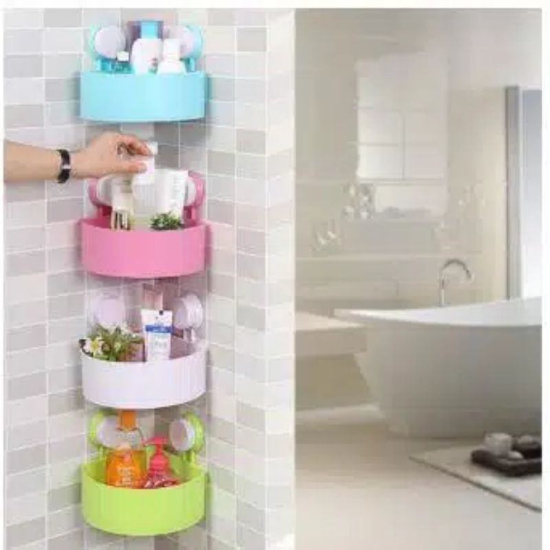 Rak sudut sebaguna ( Pemasangan tanpa Paku ) Kamar mandi