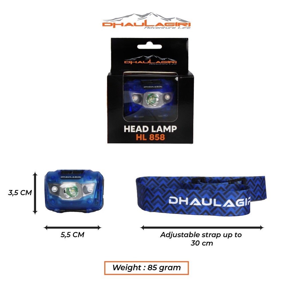 Headlamp Dhaulagiri HL 858 Senter Kepala Camping Outdoor Waterproof