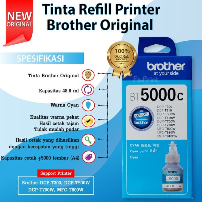 Tinta Brother Brother D60bk D60 BT5000 BT6000 Refill DCP-T220 T420W T720DW DCP-T310 DCP-T510W DCP-T710W MFC-T810W MFC-T910DW DCP-T220 DCP-T420W  DCP-T520W DCP-T720DW DCP-T820DW DCP-T920DW