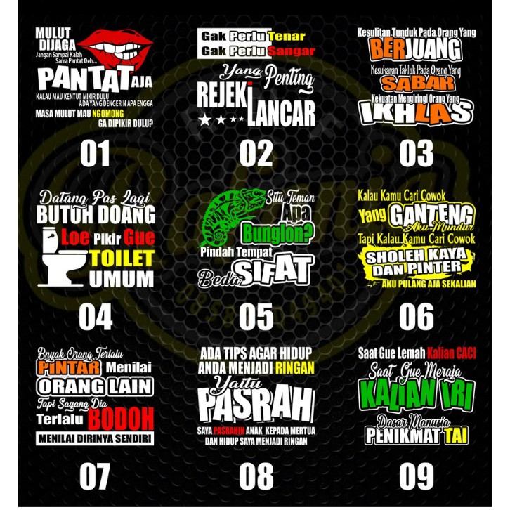 STICKER SKOTLET STIKER KACA PINTU/KACA/BODY MOBIL TRUCK/PICK UP/L300 KATA KATA KACA