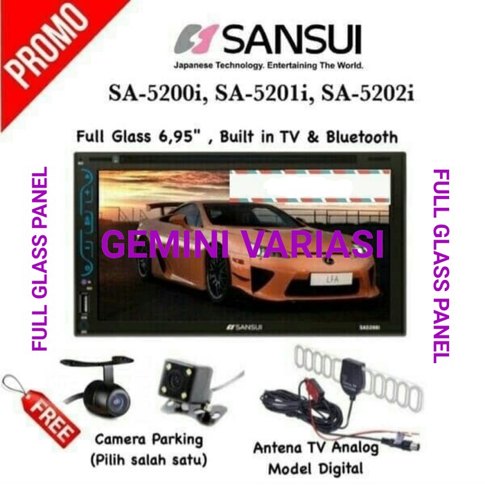 HEADUNIT DOUBLEDIN TV MOBIL SANSUI GV B-23 SA-5200I/SA-5201I/SA-5202I