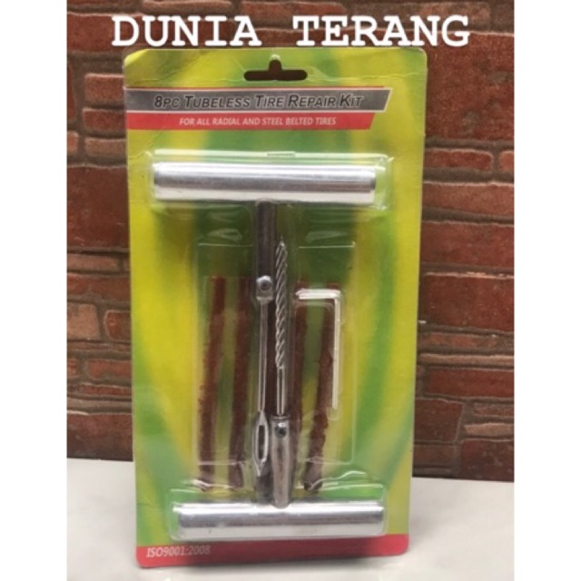 Alat Tambal Ban Tubeless gagang Besi set 8 pcs / Tyre Kit Metal Handle