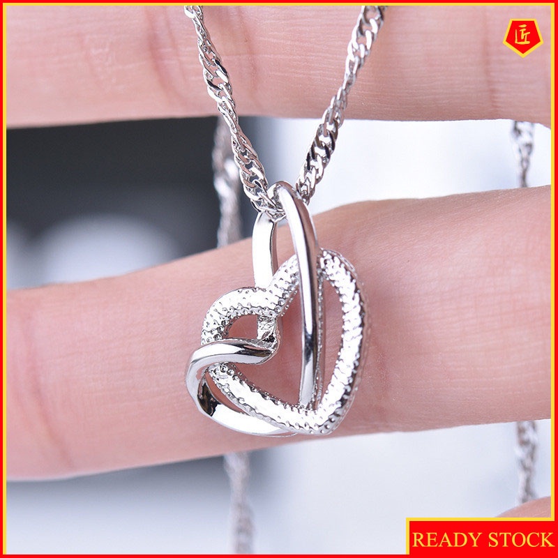 [Ready Stock]Doppel Herz Pendant Elegant Lady Heart-to-Heart Necklace