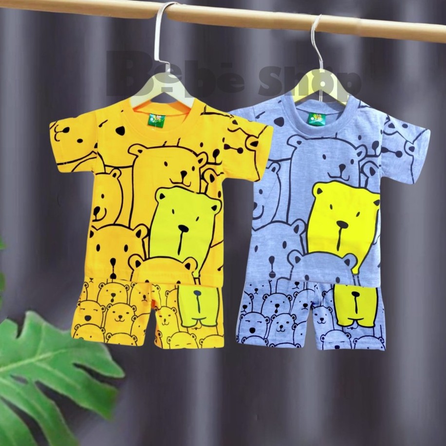 Setelan Baju Anak Karakter doodle Bahan Katun Usia 0 Sampai 10 Tahun