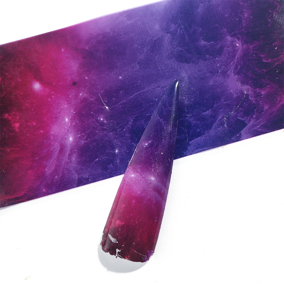 10 Lembar Stiker Kuku Foil Holografik Gradasi Starry Sky Transfer Air Untuk Dekorasi Nail Art/Manicure