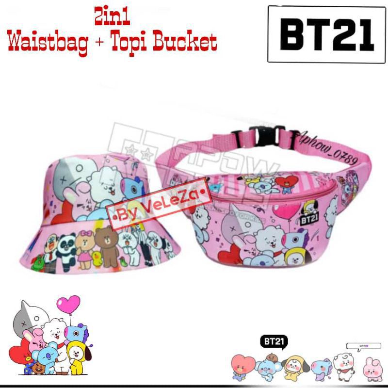 waistbag anak karakter  2in1 - tas + topi