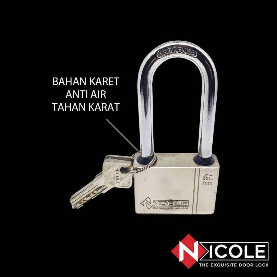 Nicole Gembok Pintu Rumah Besi / Gembok Pagar / Padlock Long 60mm Leher Panjang