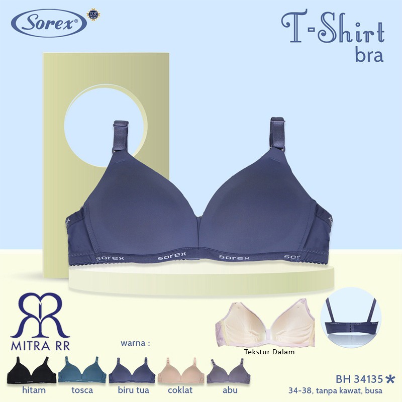 BH Sorex 34135 T-shirt Bra Busa Tipis Tanpa Kawat Kait 3 Setara Cup B