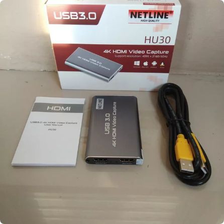 USB 3.0 HDTV  VIDEO CAPTURE 4K 60FPS WITH PORT MIC NETLINE HU30