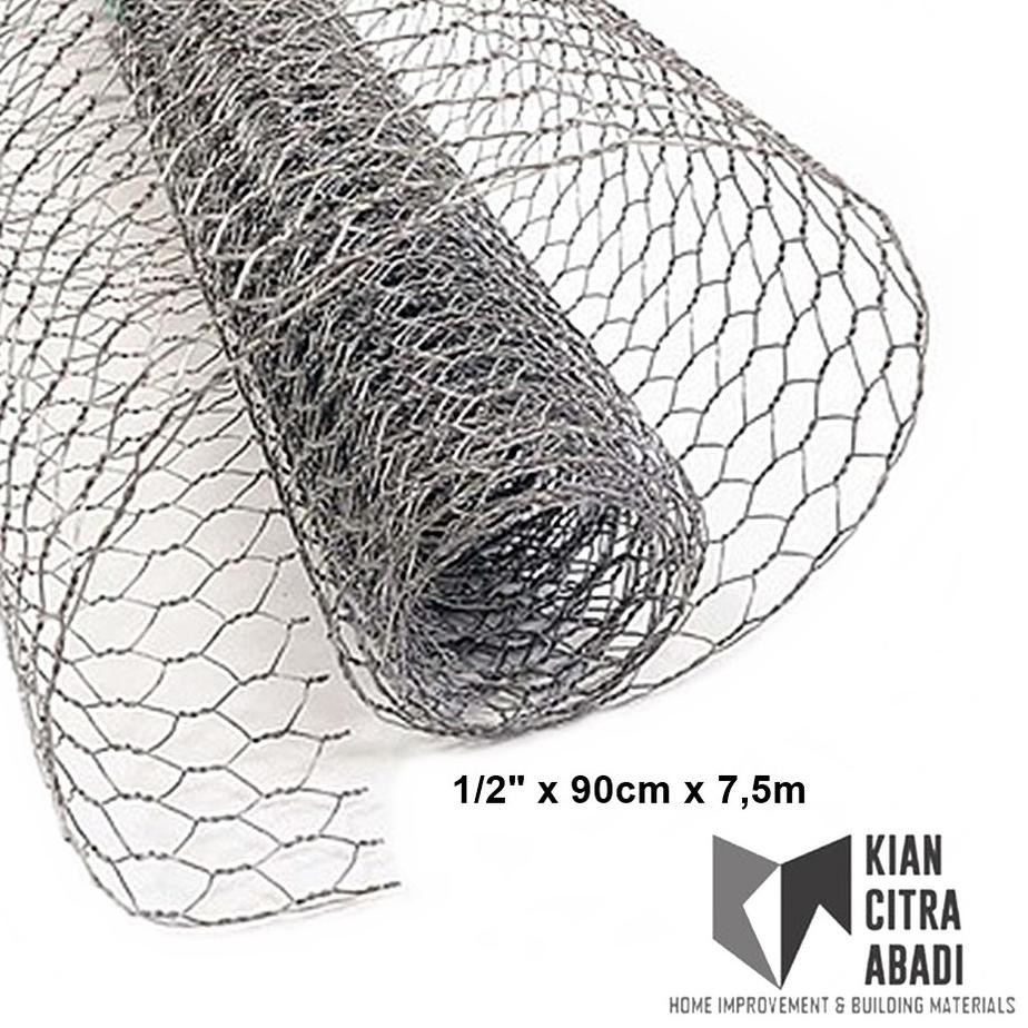 Terlaris.. Kawat Ayam Roll Rollan / Chicken Wire Mesh / Kawat Galvanized Panjang 7,5M Harga GROSIR