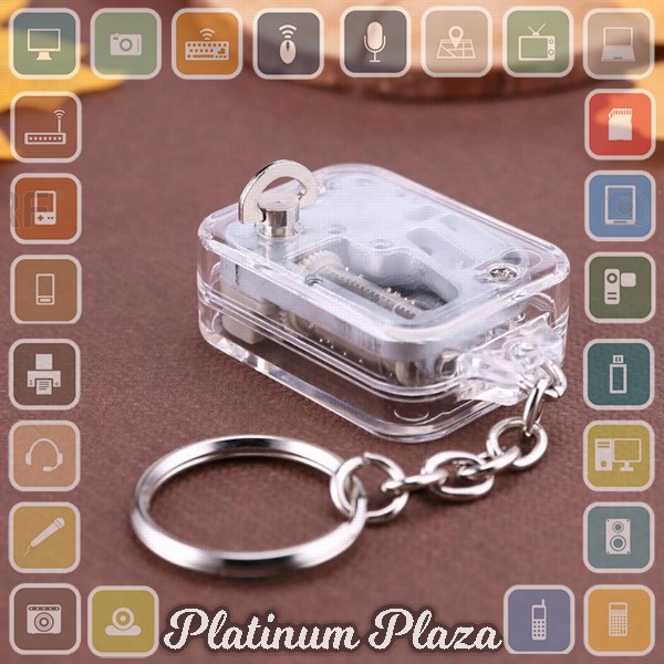 VKTECH Gantungan Kunci Kotak Musik DIY 18 Tones Mechanical Metal Music Box Keychain `2PFZJP-- Silver