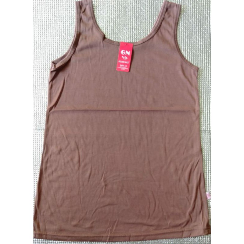 Singlet cewek / wanita Tank Top Golden Nick tali besar-Coklat