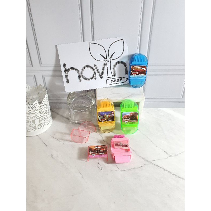 serutan 3 IN 1/serutan + hapusan + sikat/rautan sikat lucu/orotan anak-Cars