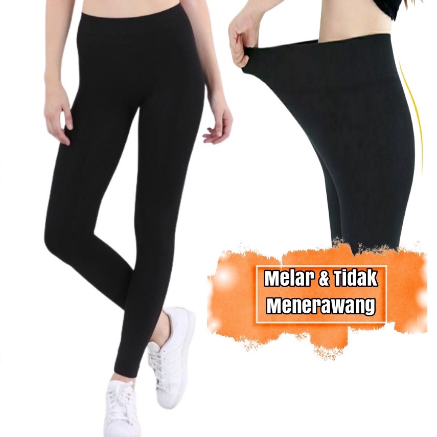 Beli 2 harga lebih hemat Legging panjang wanita polos warna hitam dan putih muat sampai bb 50 kg bahan spandex premium