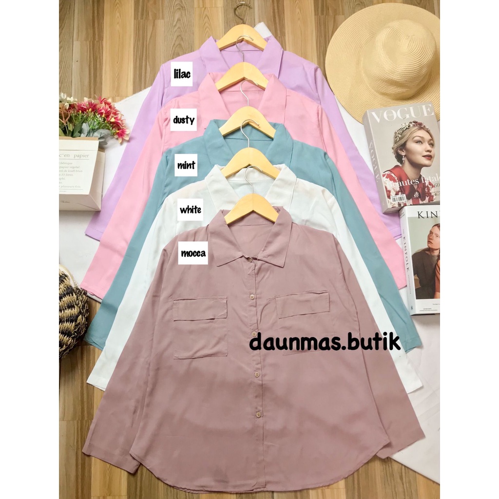 1KG MUAT 5PCS | KANAKANI BASIC TOP SHIRT KEMEJA SAKU KANCING HITS PREMIUM OOTD SELEBGRAM FASHION WANITA TERBEST SELLER