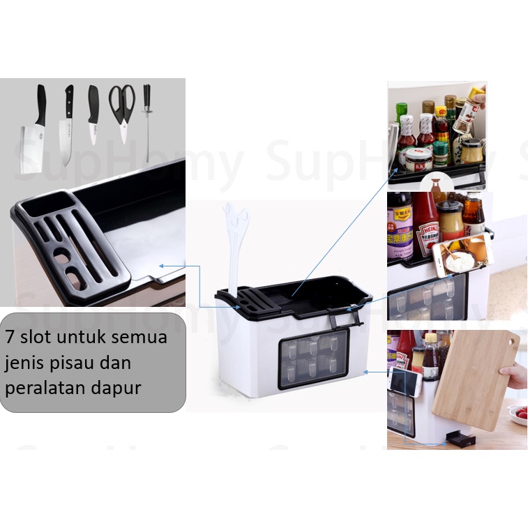 Rak Bumbu Dapur Serbaguna Kitchen Shelf Rak Dapur Laci Bumbu Dapur 6 laci dengan sendok dengan penutup