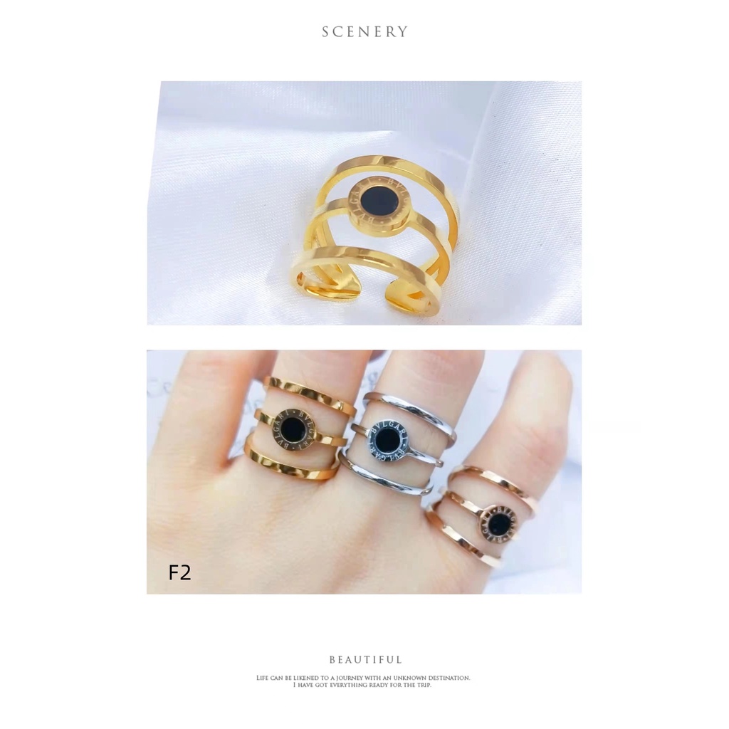 Cincin Titanium Permata Perhiasan Fashion F1-6