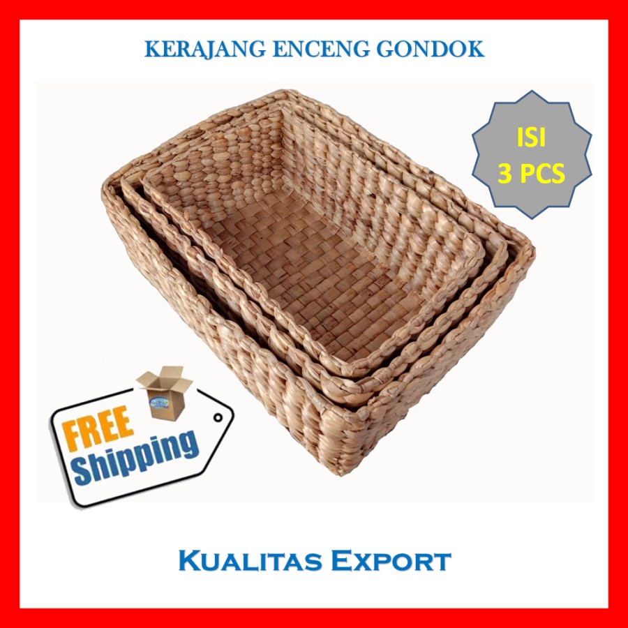 Tray // Nampan anyamann eceng gondok perset 3pcs murah anti jamur , finishing glossy termurah