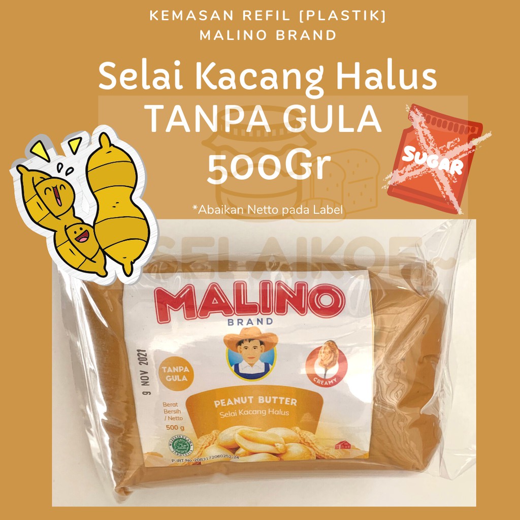 

Selai Kacang Halus TANPA GULA Peanut Butter Creamy NO SUGAR 500gr- MALINO BRAND