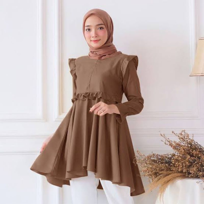 Baju Atasan Muslim Wanita Tunik Reva Terbaru Design Kekinian Keluaran Terbaru Harga Paling Paling Murah