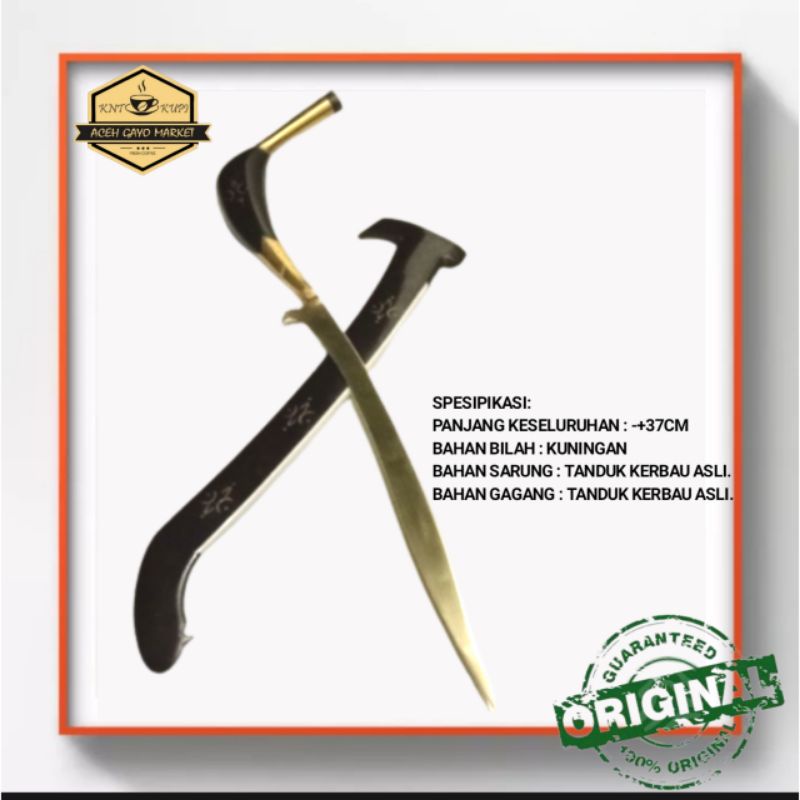 RENCONG ACEH ASLI PANJANG 37cm TANDUK KERBAU BILAH  KUNINGAN BESI PUTIH TERLARIS TERBARU BAHAN ASLI 