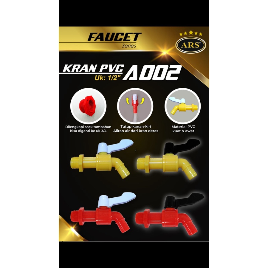 Kran Air PVC ARS / Kran Tembok PVC Warna ARS 1/2"