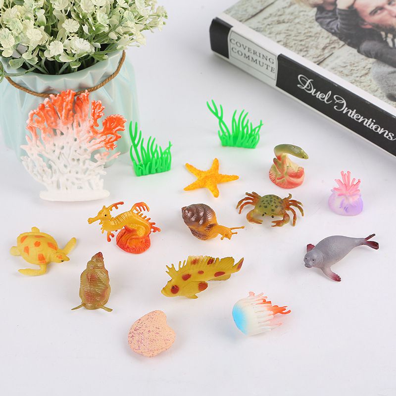 【Hot!!】52pcs Ocean Sea Plastic Animal Toy Set The Sea Life Figure Bath Toy for Child Educational Party Cake