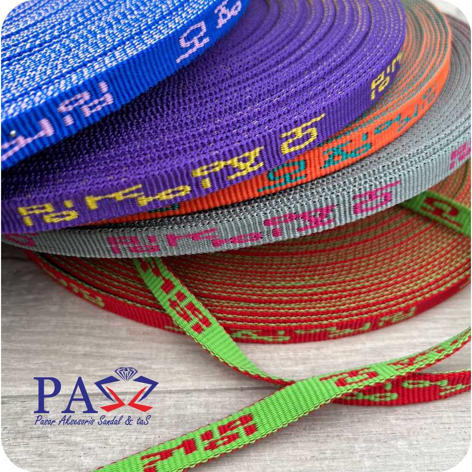 Webbing Motif Tulisan Korea 1 cm isi 30 Yard