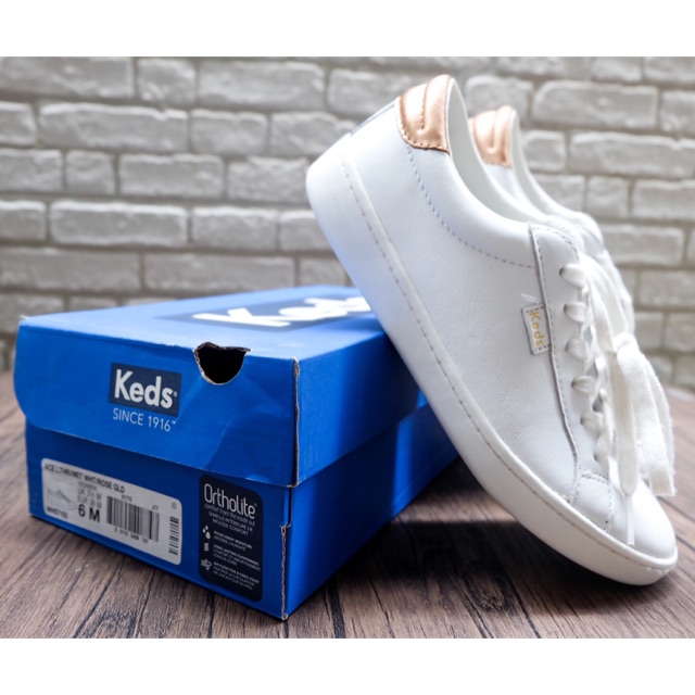 Sepatu Keds Original (Full Leather, white-rose gold) PRELOVED