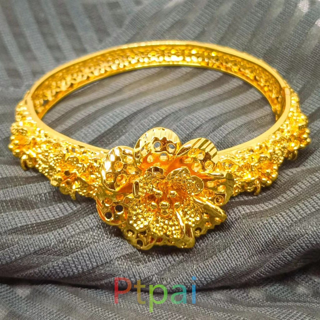 gelang Kendari keroncong bunga lapis emas 24K gold perhiasan