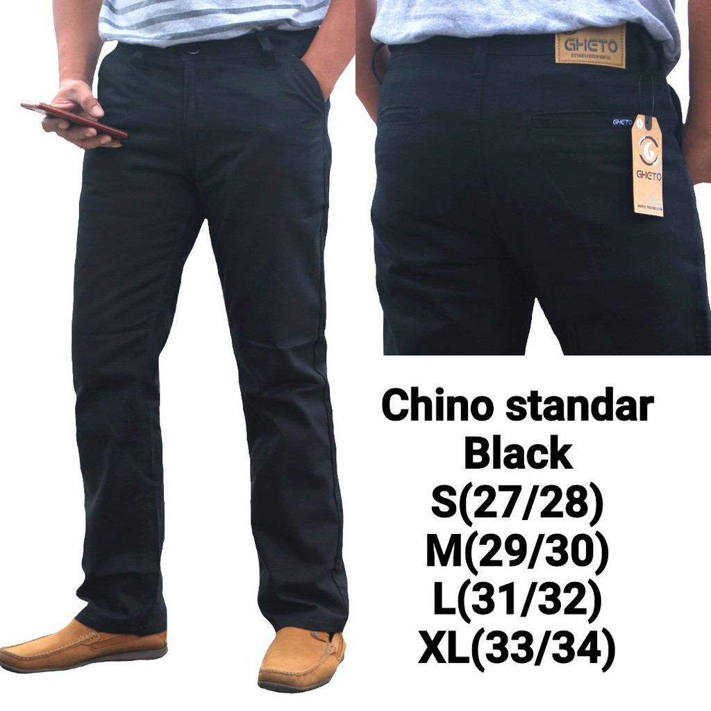 Celana Chino Panjang Reguler Standar Original Gheto Black-Celana Chino Panjang Cream