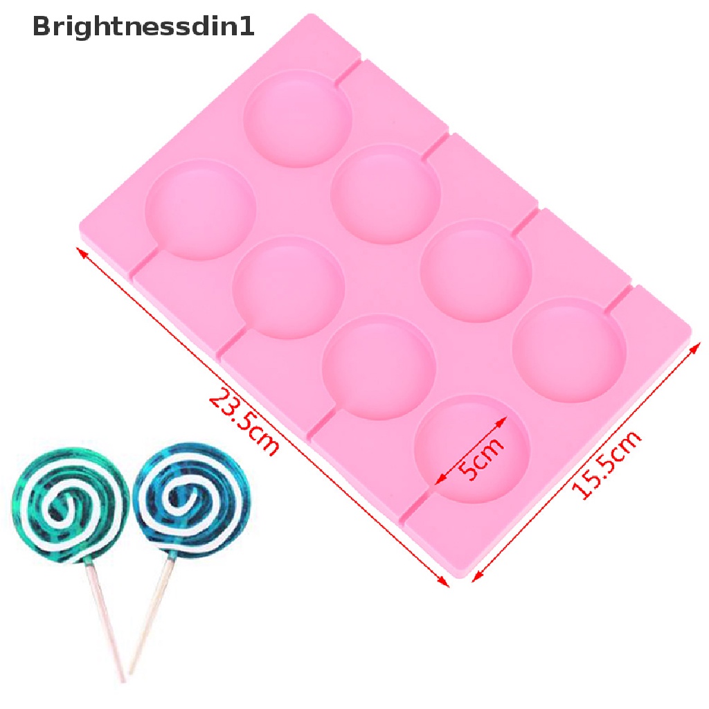 Cetakan Lollipop 8 Lubang Bentuk Bulat Besar Bahan Silikon 1 In 1 Untuk Dekorasi Kue