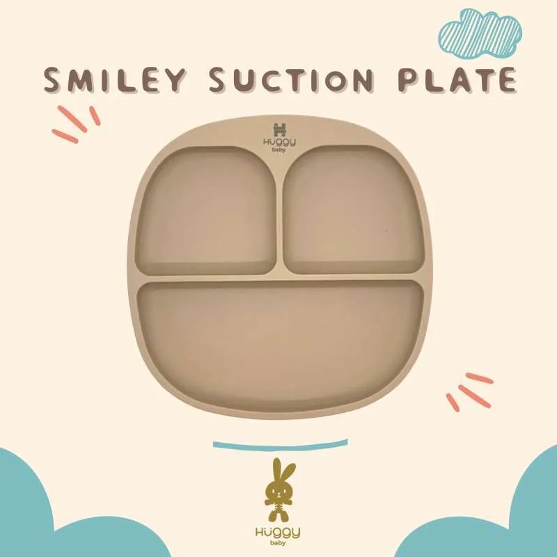 Huggy Baby AM003 Smiley Silicone Suction Plate Piring Silikon Anak - B101014