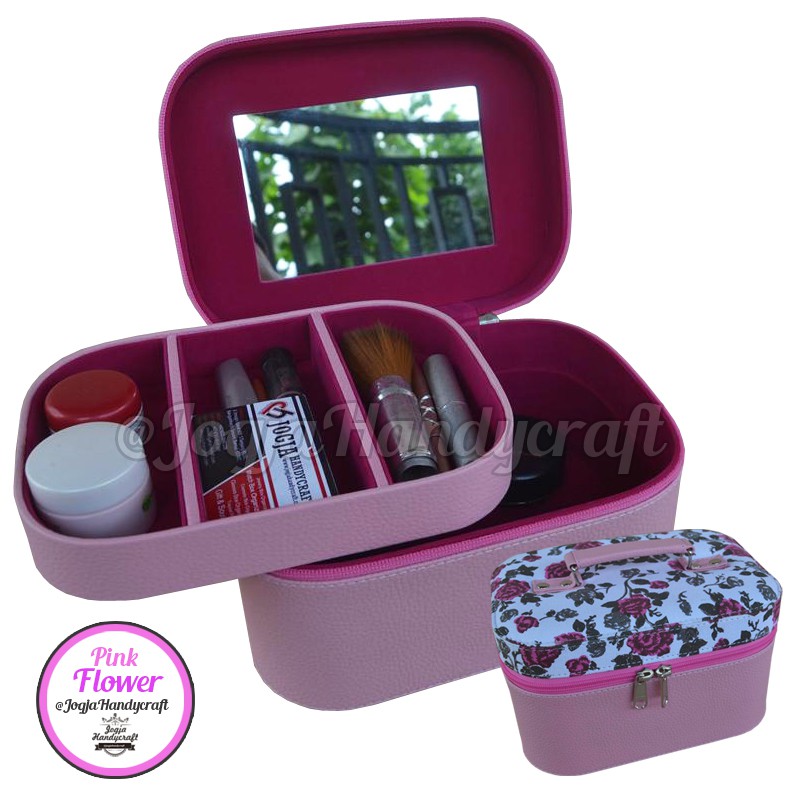 Tempat Make up Cantik / Tas Kosmetik Cantik Motif Pinky Rose / Beauty case / Cosmetic Pouch
