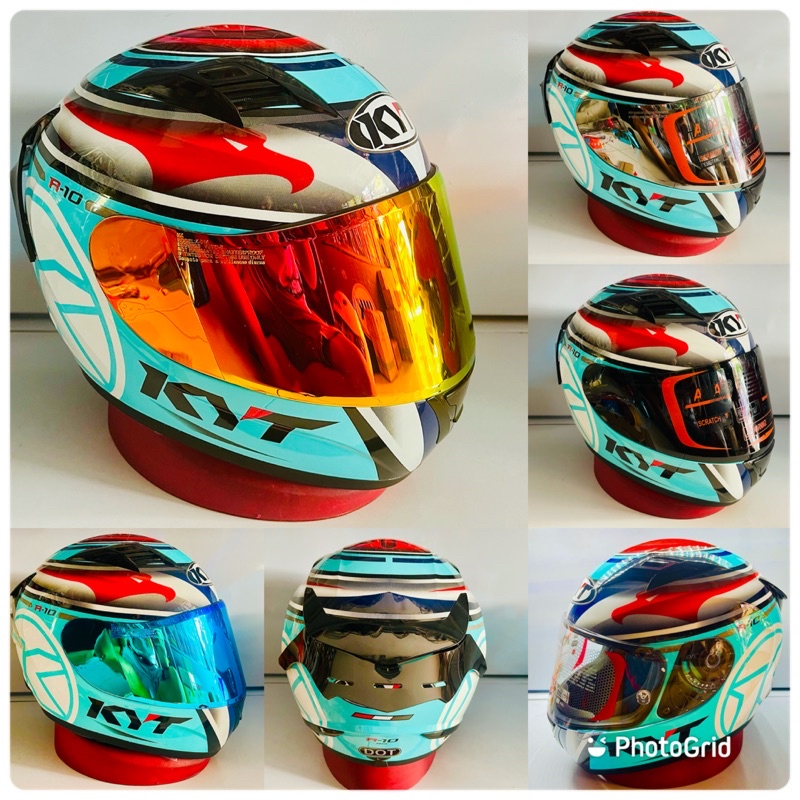 KYT R10 FLAT AQUA BLUE/RED FLUO WHITE-R10 AQUA MARINE